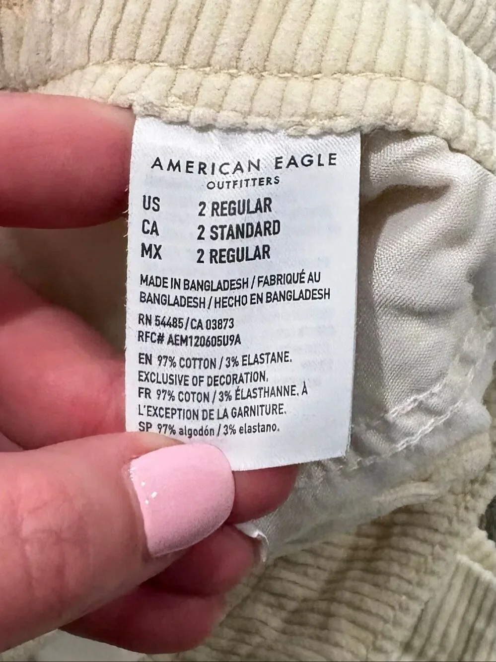 American Eagle Women's Super Hi-Rise Zip Front Corduroy A-Line Skirt Cream Sz 2